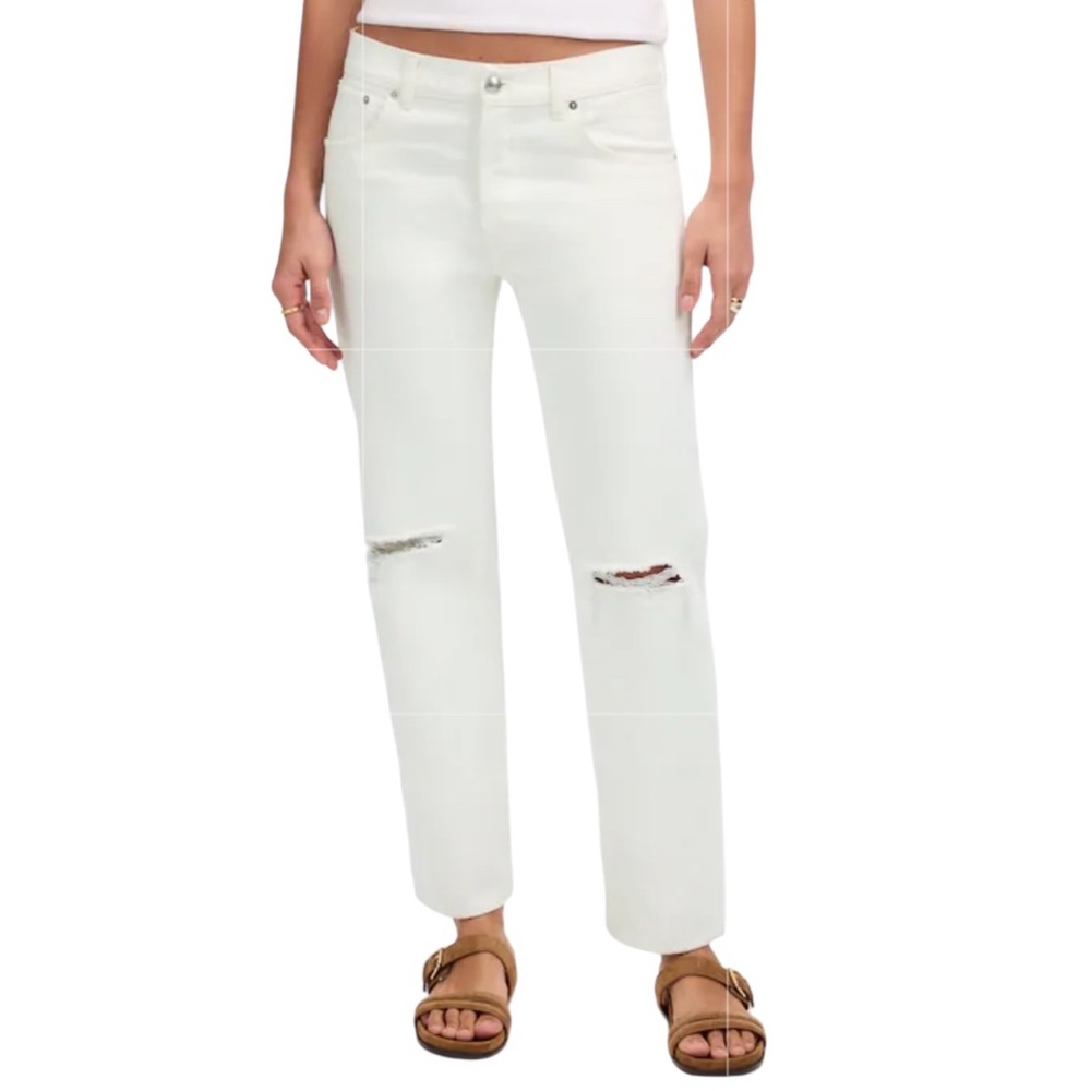 NEW MADEWELL The Dean Easy Straight Crop Jean in White Rigid Denim Size 29